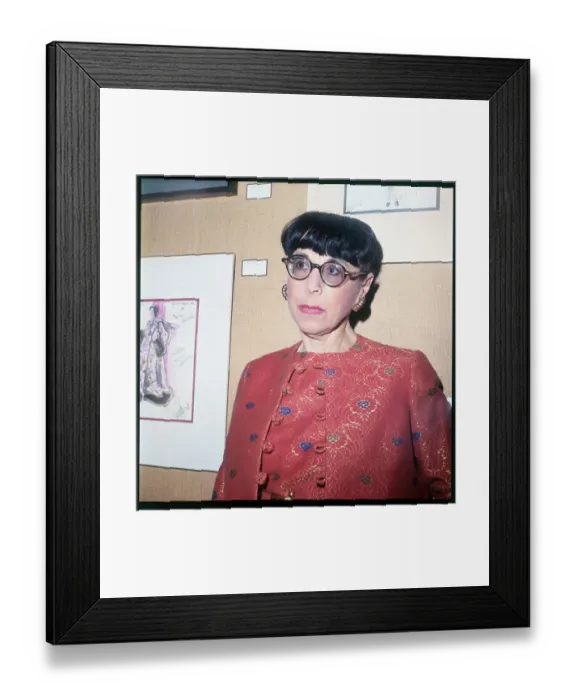 Framed Print : Edith Head Wearing Red Dress and Eyeglasses Framed Print : Edith Head Wearing Red Dress and Eyeglasses