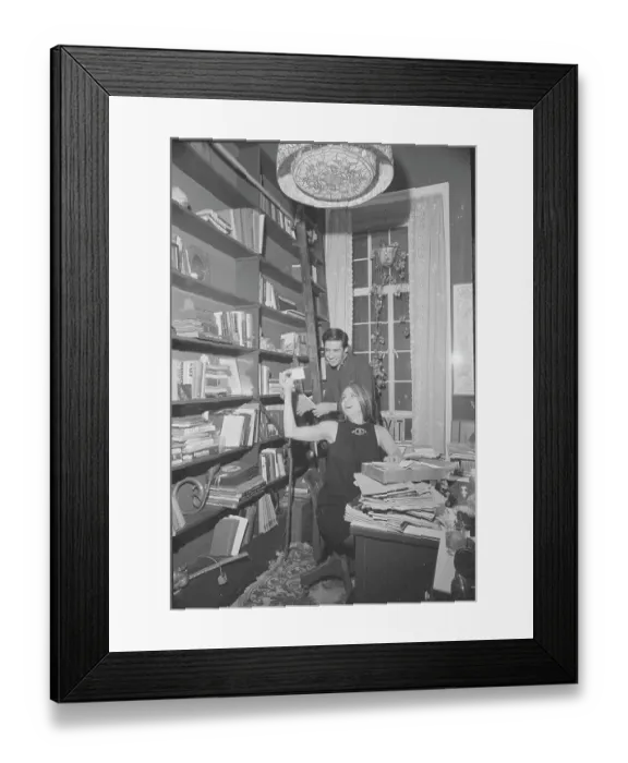 Framed Print : Marta and Jerry Orbach in Their Home Study
