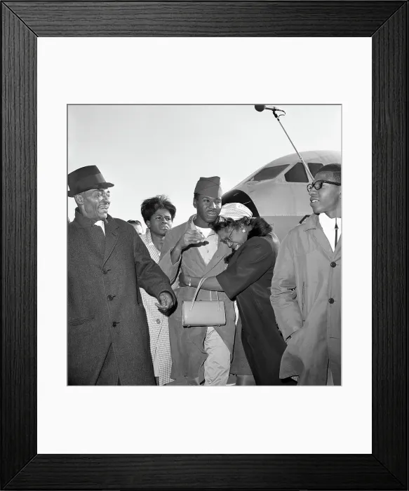 Framed Print : Family Engaging with Soldier Framed Print : Family Engaging with Soldier