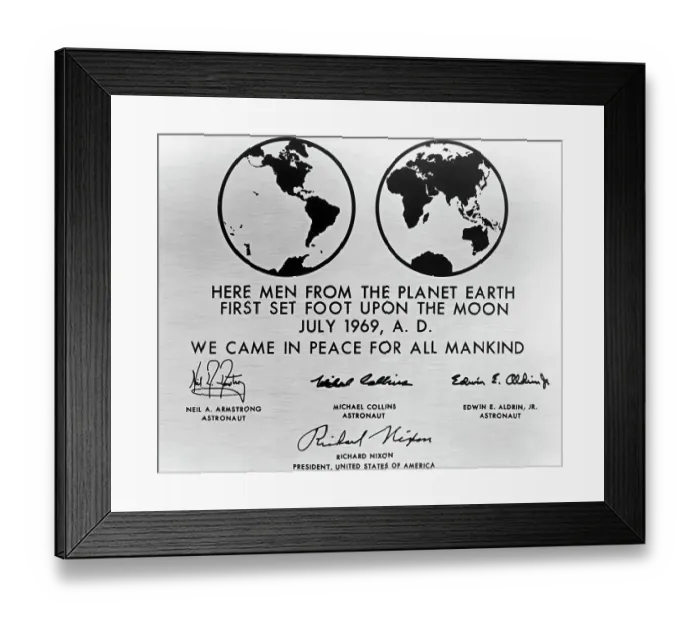 Framed Print : Apollo 11 Moon Plaque Framed Print : Apollo 11 Moon Plaque