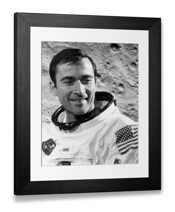 Framed Print : Close-Up John W. Young in Spacesuit