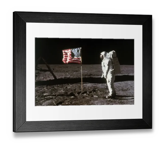 Framed Print : Astronaut Aldrin and American Flag on the Moon Framed Print : Astronaut Aldrin and American Flag on the Moon