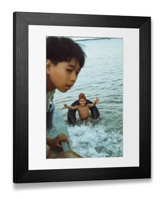 Framed Print : Children Playing In Mekong River Framed Print : Children Playing In Mekong River