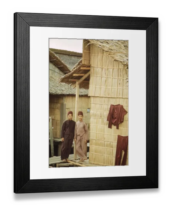 Framed Print : Monks Outside Houses On Cu Lao Island Framed Print : Monks Outside Houses On Cu Lao Island