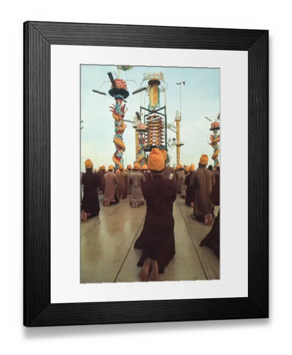 Framed Print : Monks Kneeling In Prayer In Temple Courtyard On Cu Lao Island Framed Print : Monks Kneeling In Prayer In Temple Courtyard On Cu Lao Island
