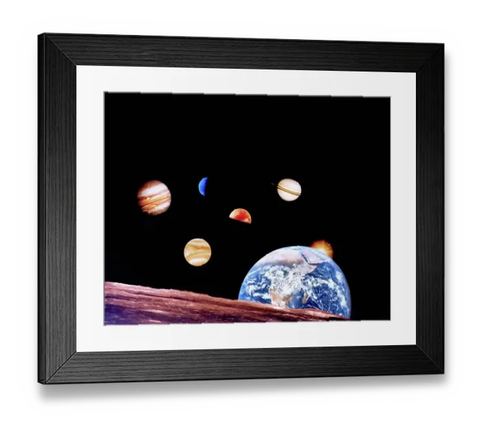 Framed Print : Photo Mosaic of Planets and Earth's Moon Framed Print : Photo Mosaic of Planets and Earth's Moon