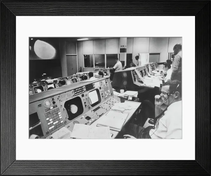 Framed Print : Space Flight Director Watching Television Broadcast Framed Print : Space Flight Director Watching Television Broadcast