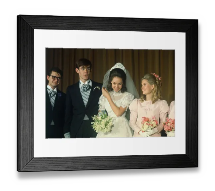 Framed Print : Portrait of Julie Nixon and David Eisenhower with Maid of Honor and Best Man Framed Print : Portrait of Julie Nixon and David Eisenhower with Maid of Honor and Best Man