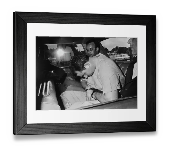 Framed Print : Gary Krist in Handcuffs Looking Down Framed Print : Gary Krist in Handcuffs Looking Down