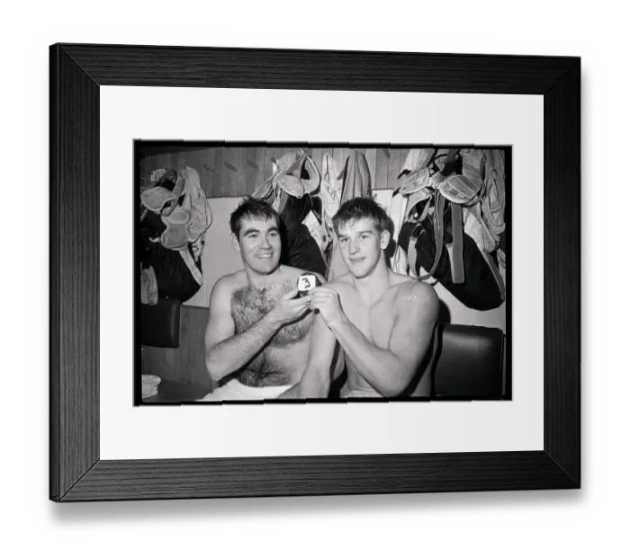 Framed Print : Bobby Orr With Teammate in Locker Room Framed Print : Bobby Orr With Teammate in Locker Room