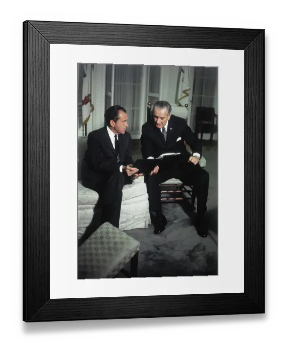 Framed Print : Richard Nixon Conferring with Lyndon Johnson Framed Print : Richard Nixon Conferring with Lyndon Johnson
