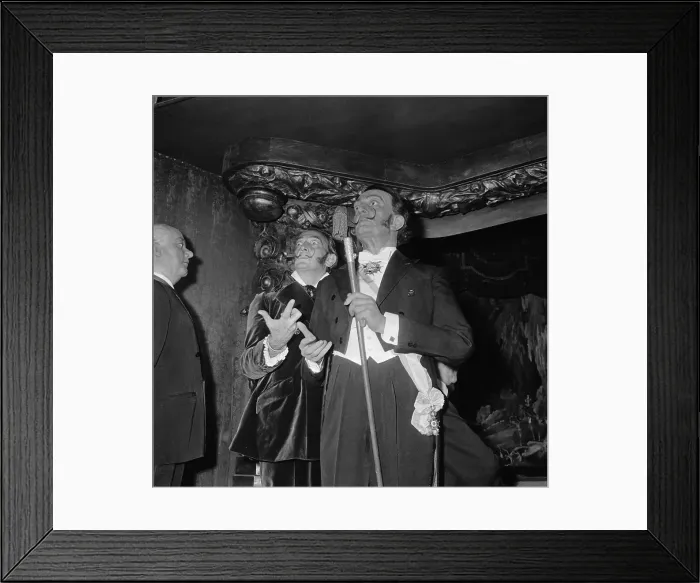 Framed Print : Salvador Dali Standing with Wax Figure of Himself Framed Print : Salvador Dali Standing with Wax Figure of Himself