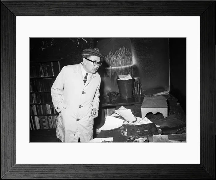 Framed Print : SI Hayakawa Examines Burnt Office Framed Print : SI Hayakawa Examines Burnt Office