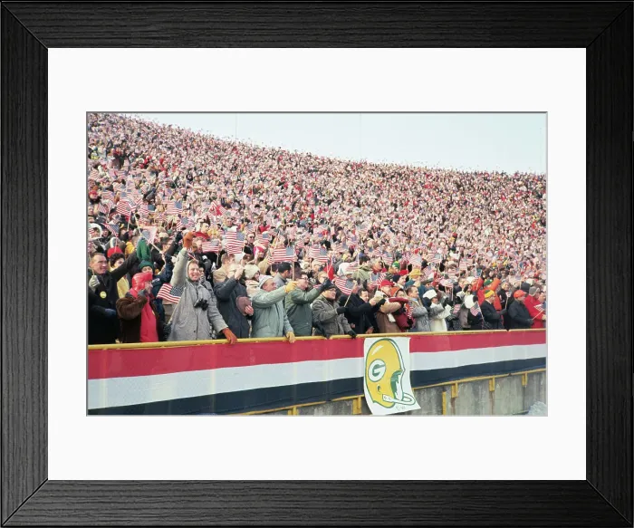 Framed Print : Fans Waving Flags at Football Game Framed Print : Fans Waving Flags at Football Game