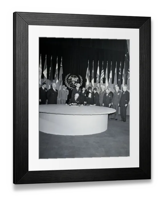Framed Print : Sec.Of State Stettinus Signs; Truman Framed Print : Sec.Of State Stettinus Signs; Truman