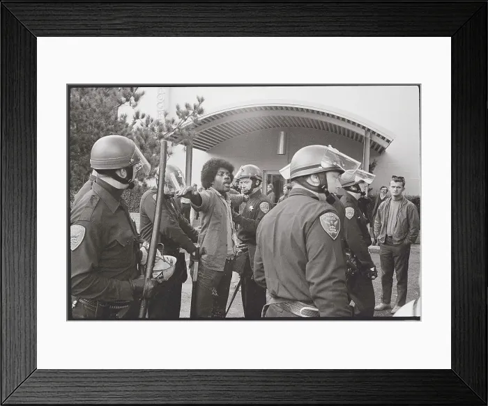 Framed Print : Police Frisking Demonstrator Framed Print : Police Frisking Demonstrator
