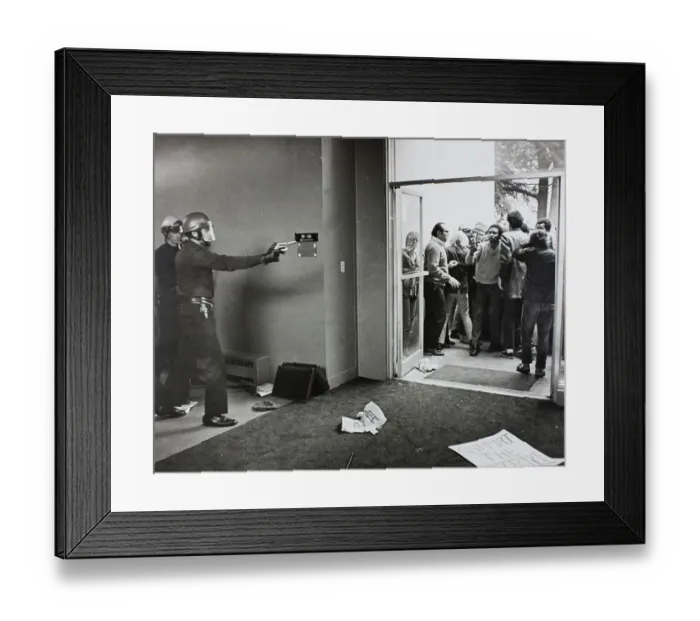 Framed Print : Police Point Revolver at Student Demonstrators Framed Print : Police Point Revolver at Student Demonstrators