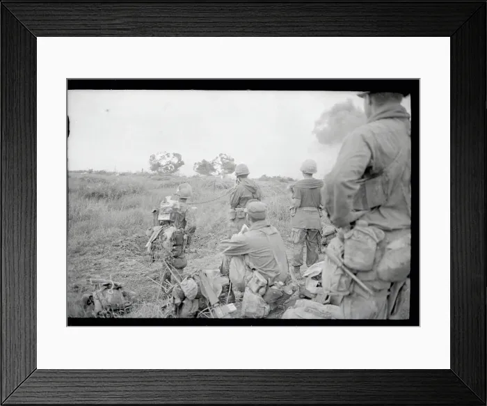 Framed Print : Marines Watching Napalm Strikes Framed Print : Marines Watching Napalm Strikes