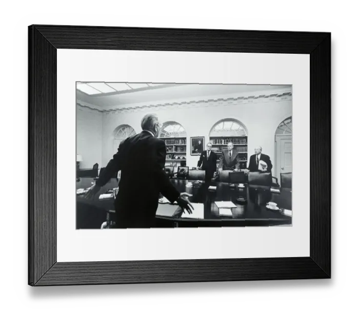 Framed Print : Lyndon Speaking with Colleagues Framed Print : Lyndon Speaking with Colleagues