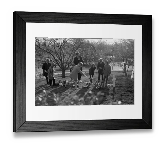 Framed Print : Edward Kennedy with Children at Grave of Brother Framed Print : Edward Kennedy with Children at Grave of Brother