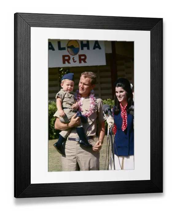 Framed Print : Airman Patrick Nugent with Wife and Son Framed Print : Airman Patrick Nugent with Wife and Son