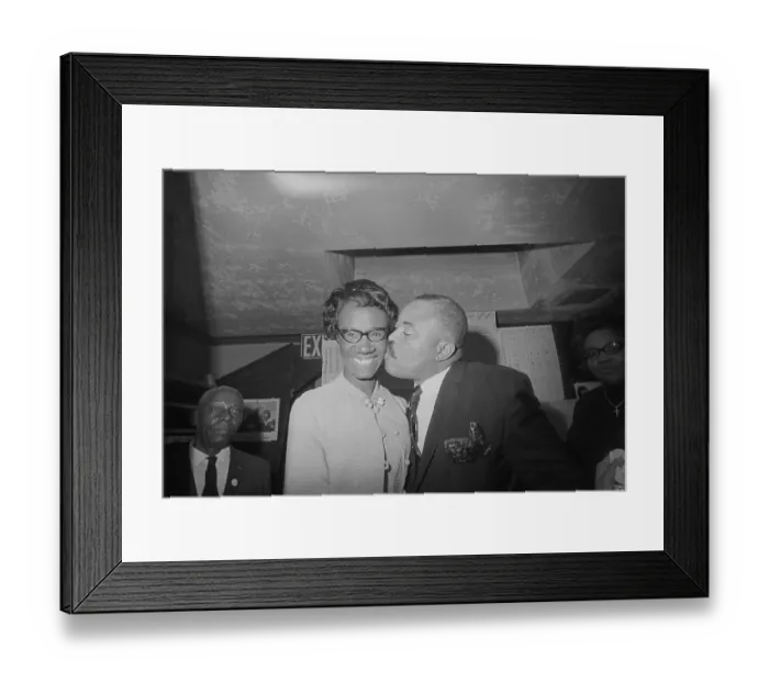 Framed Print : Shirley Chisholm Being Kissed by Husband Framed Print : Shirley Chisholm Being Kissed by Husband