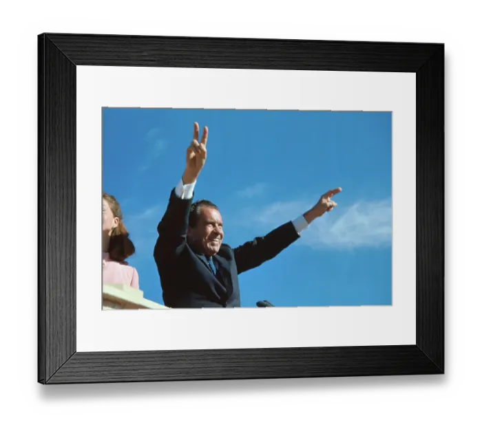 Framed Print : Richard Nixon Giving Victory Sign Framed Print : Richard Nixon Giving Victory Sign
