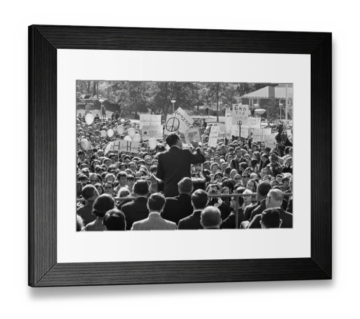 Framed Print : Hubert Humphrey Speaking To Crowd Framed Print : Hubert Humphrey Speaking To Crowd