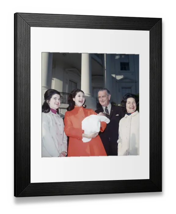 Framed Print : Johnson Family Outside of the White House Framed Print : Johnson Family Outside of the White House