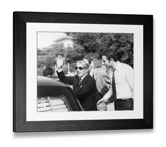 Framed Print : Aristotle Onassis Waving Near His Limousine