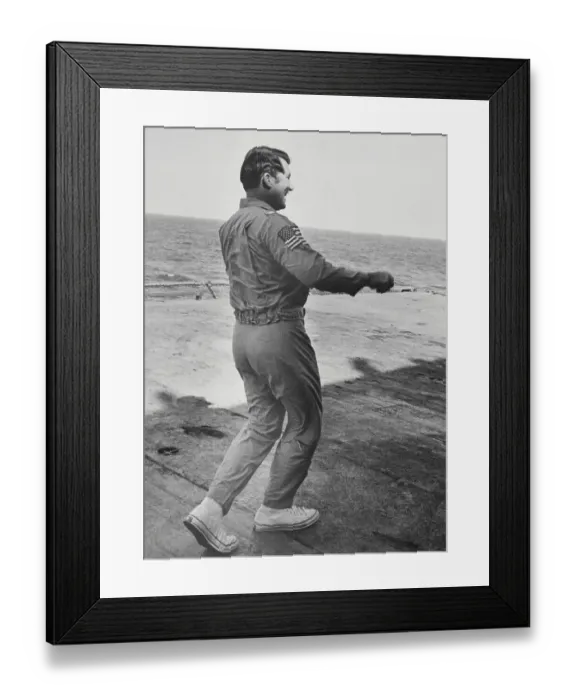 Framed Print : Captain Walter M. Schirra Exercising on Deck Framed Print : Captain Walter M. Schirra Exercising on Deck