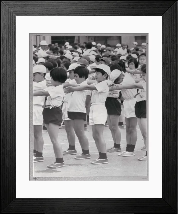 Framed Print : Japanese Children Exercising Framed Print : Japanese Children Exercising