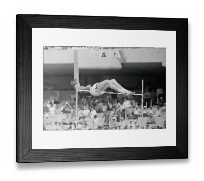 Framed Print : High Jumper Dick Fosbury Going over Bar