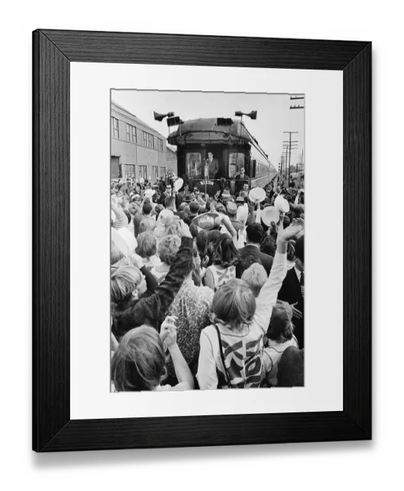 Framed Print : Richard Nixon On Back End Of Train