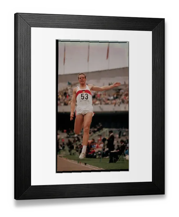 Framed Print : Hans Walde Jumping in Long Jump