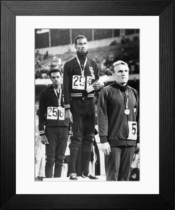 Framed Print : Long Jumper Bob Beamon on the Victory Stand