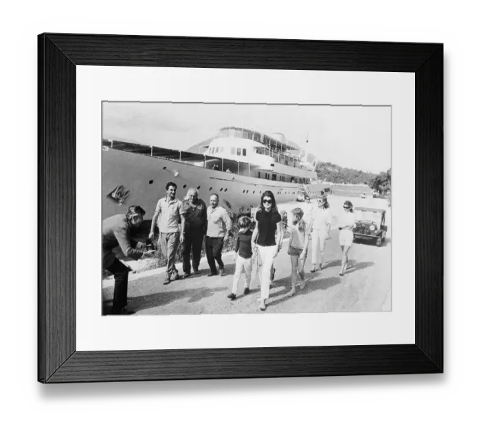 Framed Print : Jacqueline Kennedy Walking Beside Yacht Framed Print : Jacqueline Kennedy Walking Beside Yacht
