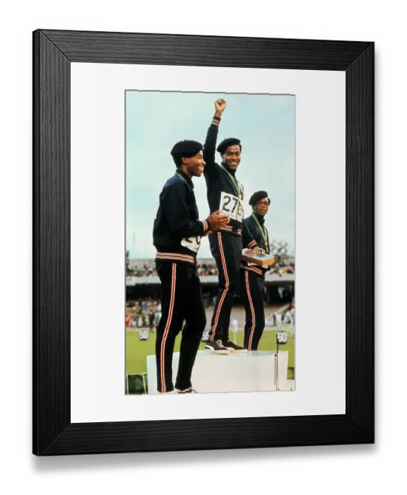 Framed Print : Olympic Winners in Black Panthers Berets Framed Print : Olympic Winners in Black Panthers Berets