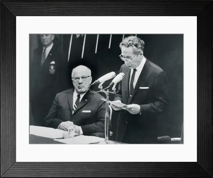 Framed Print : President Gustavo Diaz Speaking About Olympics