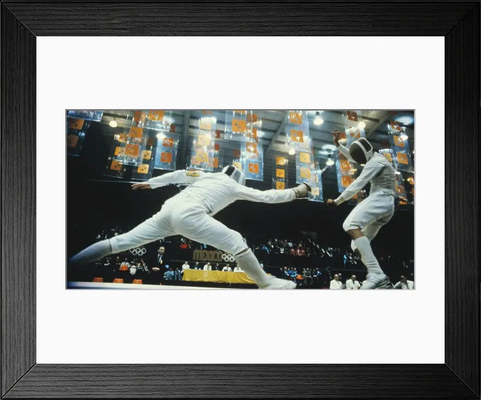 Framed Print : Jeno Kamuti and Jean Mangnan Fencing Framed Print : Jeno Kamuti and Jean Mangnan Fencing