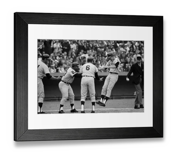 Framed Print : Northrup Jumps On Base After Grand Slam