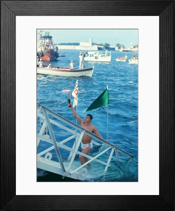 Framed Print : The Olympic Flame Being Carried Onto Mexican Territory Framed Print : The Olympic Flame Being Carried Onto Mexican Territory