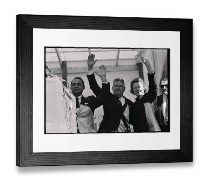Framed Print : Wallace and LeMay Waving to Crowd