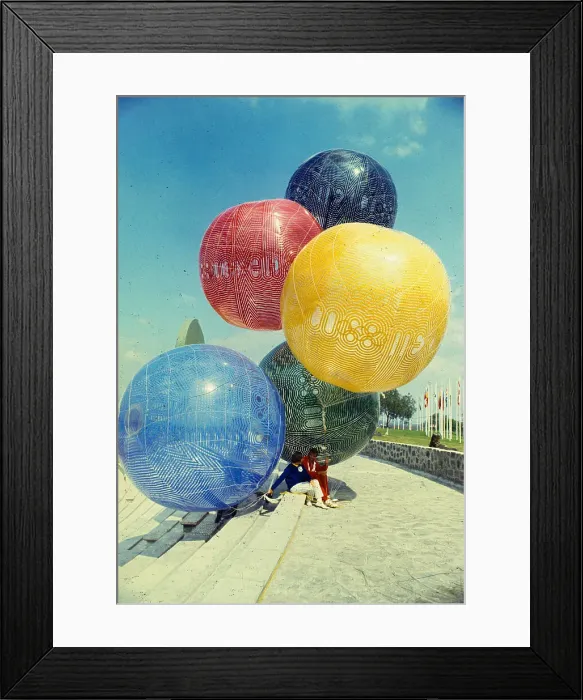 Framed Print : Olympic Contestants Sittting Beneath Olympic Balloons Framed Print : Olympic Contestants Sittting Beneath Olympic Balloons