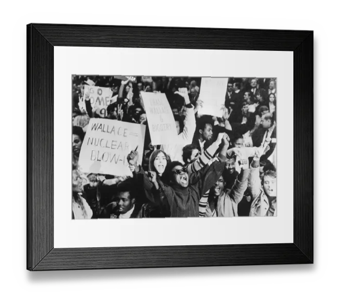 Framed Print : Large Crowd Yelling and Showing Posters Framed Print : Large Crowd Yelling and Showing Posters
