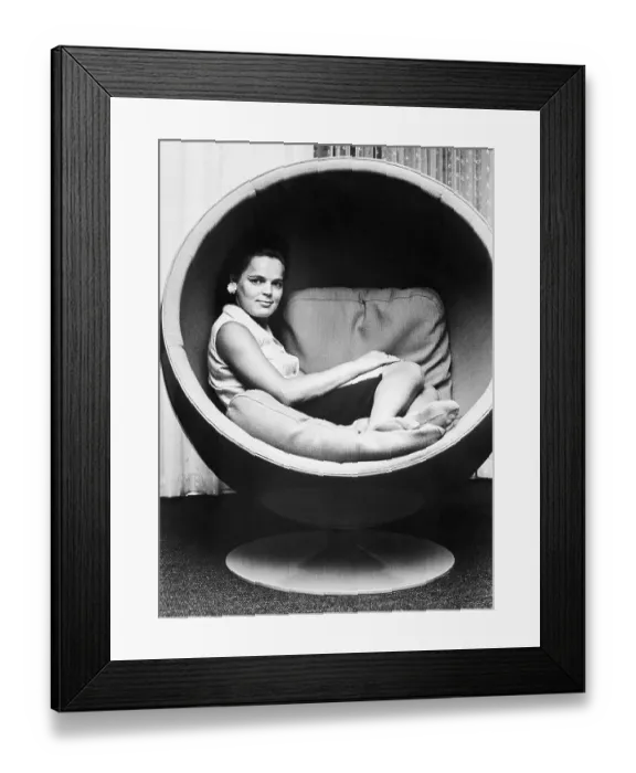 Framed Print : Finnish Girl in Ball Chair Framed Print : Finnish Girl in Ball Chair