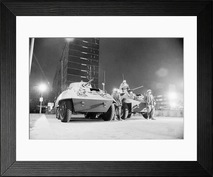 Framed Print : Soldiers with Armored Vehicles Watch for Sniper Framed Print : Soldiers with Armored Vehicles Watch for Sniper