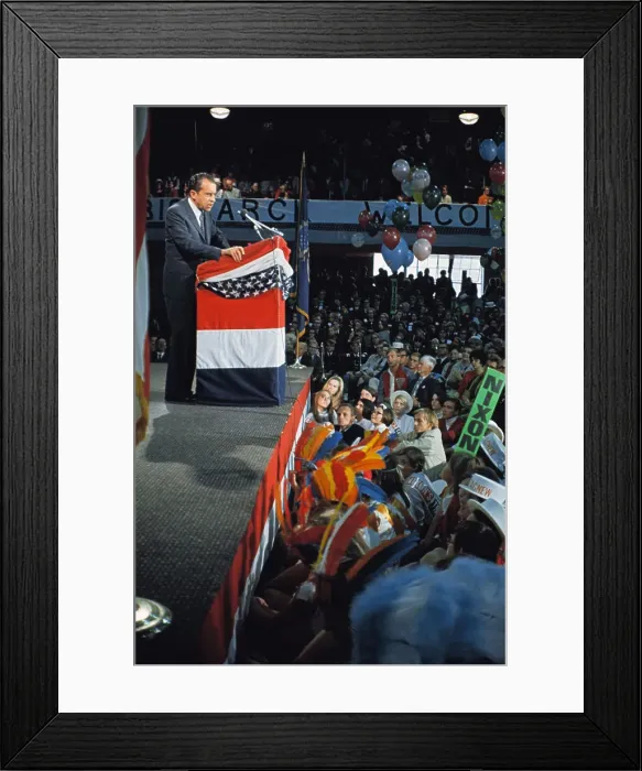 Framed Print : Richard Nixon Speaking at a Rally Framed Print : Richard Nixon Speaking at a Rally