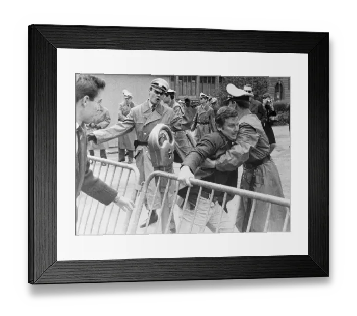 Framed Print : Daniel Cohn-Bendit Struggling with Police Framed Print : Daniel Cohn-Bendit Struggling with Police