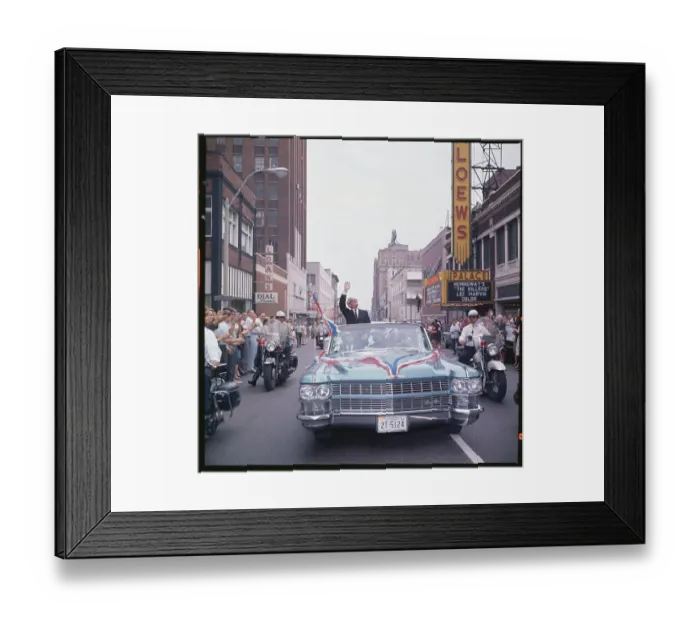 Framed Print : Barry Goldwater Waving from a Car Framed Print : Barry Goldwater Waving from a Car